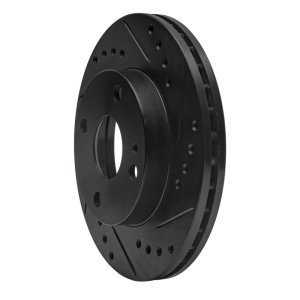 Ford Escort Brake Rotor (1) - Front Right - R1 Concepts - Drilled & Slotted - Black - `90-`01